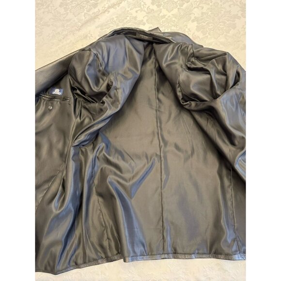 Stafford Black 100% Genuine Leather Blazer Sport Coat Mens XL 3 Button Preppy - Picture 11 of 16